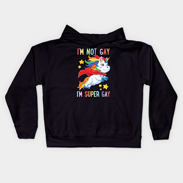 LGBTQ Unicorn Super Gay Pride LGBT Ally Flag Retro Kids Hoodie by smoothsharkz